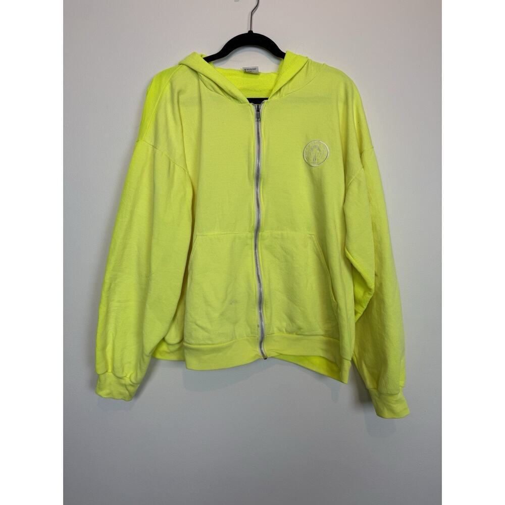 Vintage AmeriTees neon yellow long view nc zip up hoodie XL